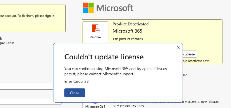 Hướng dẫn fix lỗi Office 365 “Couldn’t Update License” error 29