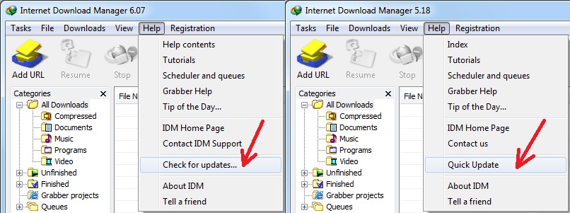 Cách update IDM trực tiếp trong phần mềm bằng chức năng Check for Updates