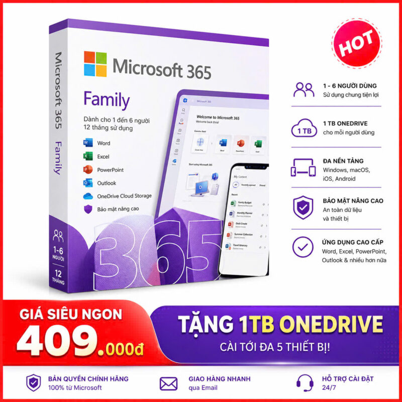 Microsoft 365 Family 1 User (Mua chung)